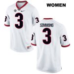 Women's Georgia Bulldogs NCAA #3 Tyler Simmons Nike Stitched White Authentic College Football Jersey ZHS5054VR